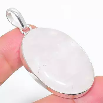 Подвеска из стерлингового серебра 925 пробы ручной работы с натуральным розовым кварцем 2,05 дюйма G2E47