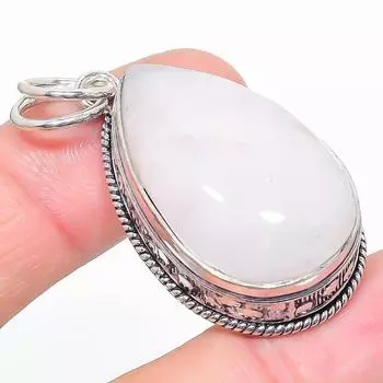 Подвеска из стерлингового серебра 925 пробы ручной работы с натуральным розовым кварцем 1,97 дюйма z7R39