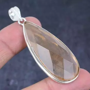 Подвеска из стерлингового серебра 925 пробы с натуральным морганитом ручной работы 2,52 дюйма b4M78