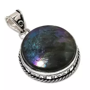 Подвеска из стерлингового серебра 925 пробы с натуральным лабрадоритом ручной работы 1,97 дюйма C5V49