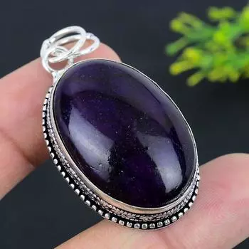 Подвеска из стерлингового серебра 925 пробы с натуральным фиолетовым лабрадоритом 2,05 дюйма h6h13