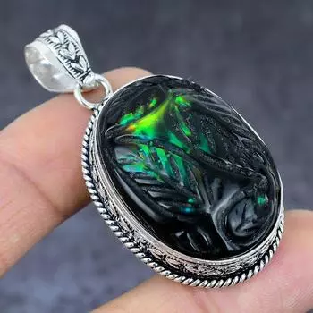 Подвеска из стерлингового серебра 925 пробы с натуральным хромдиопсидом ручной работы 2,17 дюйма s4b60