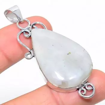 Подвеска из стерлингового серебра 925 пробы с натуральным радужным лунным камнем 2,44 дюйма j8Y16