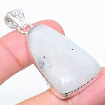 Подвеска из стерлингового серебра 925 пробы с натуральным радужным лунным камнем 2,01 дюйма J1t43