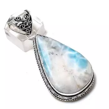 Подвеска из стерлингового серебра 925 пробы с драгоценным камнем Natural Republic Ларимар 2,36 дюйма Y4g79