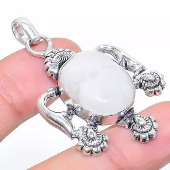 Подвеска из стерлингового серебра 925 пробы с натуральным радужным лунным камнем размером 1,97 дюйма Y1b81