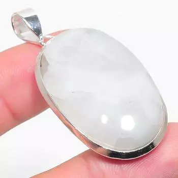 Подвеска из стерлингового серебра 925 пробы с натуральным радужным лунным камнем 2,05 дюйма g1o73