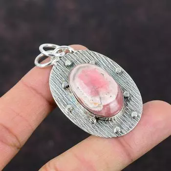 Подвеска из стерлингового серебра 925 пробы с родохрозитом. Ювелирные изделия из настоящего драгоценного камня. Подвеска ручной работы. Серебряный ювелирный подарок для женщин. Ювелирные изделия последнего дизайна.
