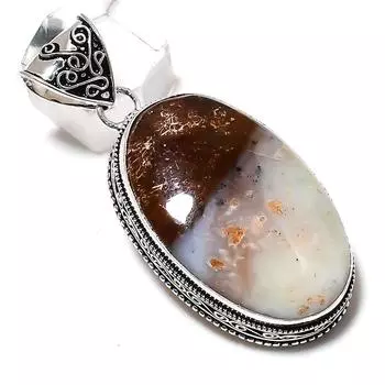 Подвеска из стерлингового серебра 925 пробы с натуральным болдер опалом ручной работы 2,36 дюйма G7c69