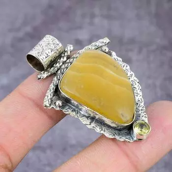 Подвеска из стерлингового серебра 925 пробы с натуральным флюоритом и цитрином 2,17 дюйма c1K81