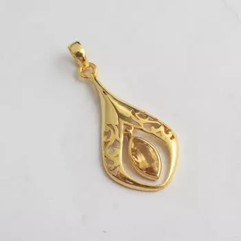 Подвеска из стерлингового серебра 925 пробы с желтым золотом и цитрином в виде ноябрьского камня, очаровательные ювелирные изделия жёлтый/золотой