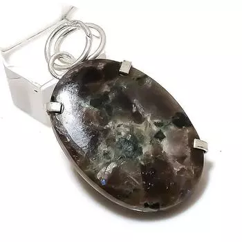 Подвеска из стерлингового серебра 925 пробы с натуральным камнем Ларвикит ручной работы 1,85 дюйма D2T22
