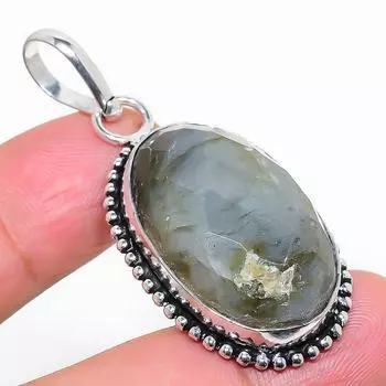 Подвеска из стерлингового серебра 925 пробы с натуральным лабрадоритом ручной работы 2,05 дюйма h0b99