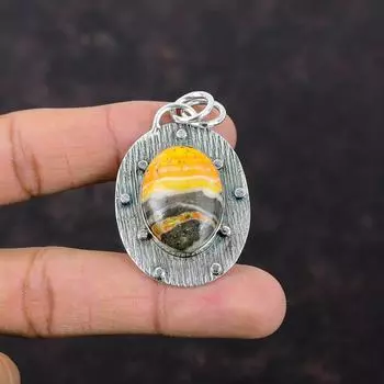 Подвеска из стерлингового серебра 925 пробы с шмелем, подвеска из натурального драгоценного камня, ювелирные изделия ручной работы, уникальный стиль, подарок для женщин, дизайнерская подвеска