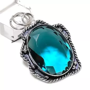 Подвеска из стерлингового серебра 925 пробы с натуральным турмалином индиколитом 2,09 дюйма S7W61