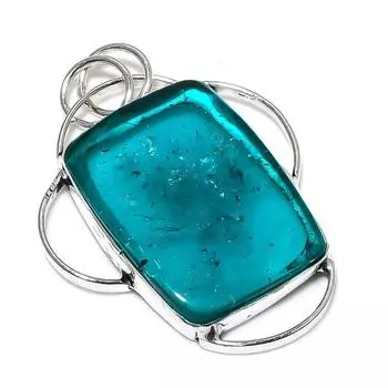 Подвеска из стерлингового серебра 925 пробы с натуральным индиколитом и турмалином размером 2,17 дюйма S8E00