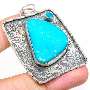 Подвеска из стерлингового серебра 925 пробы с натуральной спящей бирюзой и топазом, 2,44 дюйма z4C00