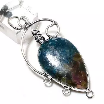 Подвеска из стерлингового серебра 925 пробы с натуральным арбузным турмалином 2,68 дюйма F6L26