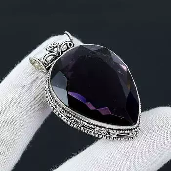 Подвеска из стерлингового серебра 925 пробы с аметистом ручной работы, ювелирные изделия ручной работы с драгоценными камнями, антикварная ювелирная подвеска с аметистом в стиле бохо для женщин, для нее 2.36