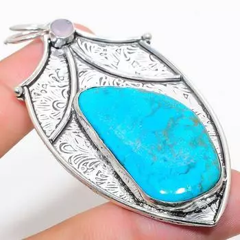 Подвеска из стерлингового серебра 925 пробы с натуральной тибетской бирюзой и халцедоном 2,92 дюйма j2e52