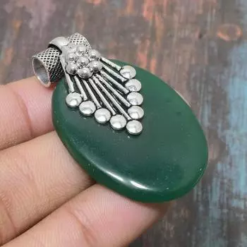Подвеска из стерлингового серебра 925 пробы с зеленым ониксом и удивительным ювелирным изделием ручной работы 1.77 Inches зелёный