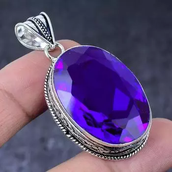 Подвеска из стерлингового серебра 925 пробы с натуральным розовым аметистом ручной работы 2,17 дюйма g3K90