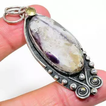 Подвеска из стерлингового серебра 925 пробы с натуральным камнем Тиффани и цитрином 2,72 дюйма d3K73