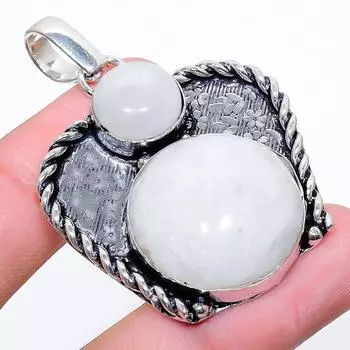 Подвеска из стерлингового серебра 925 пробы с натуральным радужным лунным камнем 2,01 дюйма i7z55