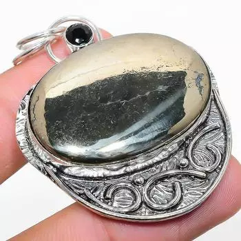 Подвеска из стерлингового серебра 925 пробы с натуральным пиритовым агатом и шпинелью 2,21 дюйма G5L72