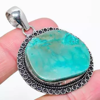 Подвеска из стерлингового серебра 925 пробы с натуральным малахитом ручной работы 1,97 дюйма L0w99