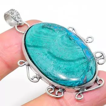 Подвеска из стерлингового серебра 925 пробы с натуральным малахитом ручной работы 2,36 дюйма r5W26