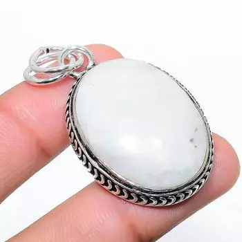 Подвеска из стерлингового серебра 925 пробы с натуральным радужным лунным камнем 1,97 дюйма n3s57