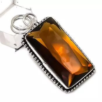 Подвеска из стерлингового серебра 925 пробы с натуральным медовым топазом ручной работы 2,01 дюйма F5o55