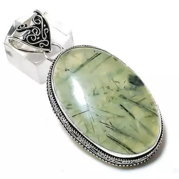 Подвеска из стерлингового серебра 925 пробы с натуральным драгоценным камнем пренитом ручной работы 2,40 дюйма k5g44