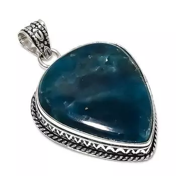 Подвеска из стерлингового серебра 925 пробы с натуральным неоновым синим апатитом 2,17 дюйма t7B61