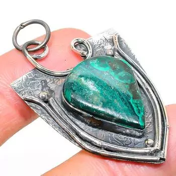 Подвеска из стерлингового серебра 925 пробы с натуральным малахитом ручной работы 2,17 дюйма q0U76