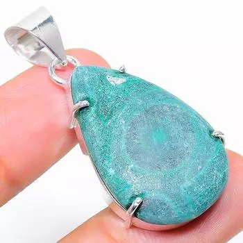 Подвеска из стерлингового серебра 925 пробы с натуральным малахитом ручной работы 1,77 дюйма Z8g39