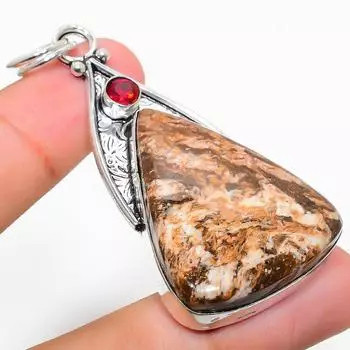 Подвеска из стерлингового серебра 925 пробы с натуральной дикой лошадью и гранатом, 2,56 дюйма, f5f01