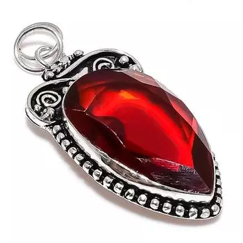 Подвеска из стерлингового серебра 925 пробы с натуральным мозамбикским гранатом 2,56 дюйма N5A29