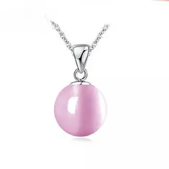 Подвеска из стерлингового серебра 925 пробы с синтетическим опалом, женская минималистичная подвеска из бисера из стерлингового серебра 925