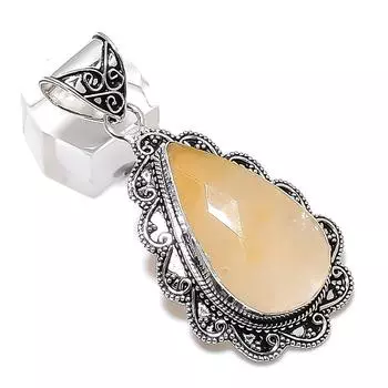 Подвеска из стерлингового серебра 925 пробы с натуральным халцедоном 2,36 дюйма w6y17