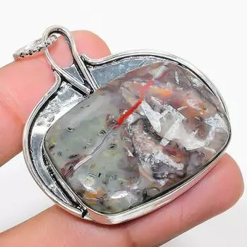 Подвеска из стерлингового серебра 925 пробы с натуральным кружевным агатом Laguna 2,05 дюйма i0k66