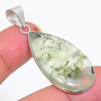 Подвеска из стерлингового серебра 925 пробы с натуральным драгоценным камнем пренитом 1,85 дюйма d8R28