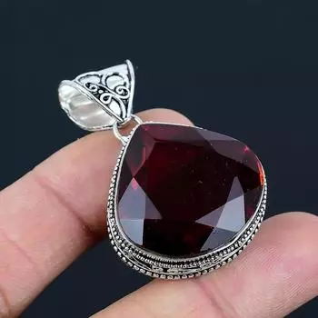 Подвеска из стерлингового серебра 925 пробы с красным гранатом ручной работы, ювелирное ожерелье с гранатом, подарки ручной работы для женщин, антикварные ювелирные изделия из груши 2.16 красный