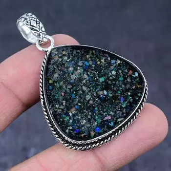 Подвеска из стерлингового серебра 925 пробы с натуральным эфиопским опалом ручной работы 2,13 дюйма s8b36
