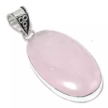 Подвеска из стерлингового серебра 925 пробы с натуральным розовым кварцем ручной работы 2,48 дюйма u7b32