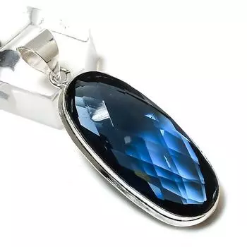 Подвеска из стерлингового серебра 925 пробы с натуральным лондонским голубым топазом 1,97 дюйма Z7Z62