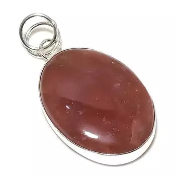 Подвеска из стерлингового серебра 925 пробы с натуральным клубничным кварцем 2,09 дюйма F3s04