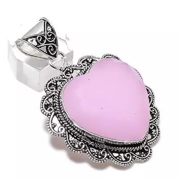 Подвеска из стерлингового серебра 925 пробы с натуральным розовым халцедоном 2,29 дюйма M4C16