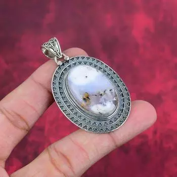 Подвеска из стерлингового серебра 925 пробы с опалом дендритом, ручная работа, ювелирное изделие из драгоценных камней, подарок на день рождения 1.50 Inches синий